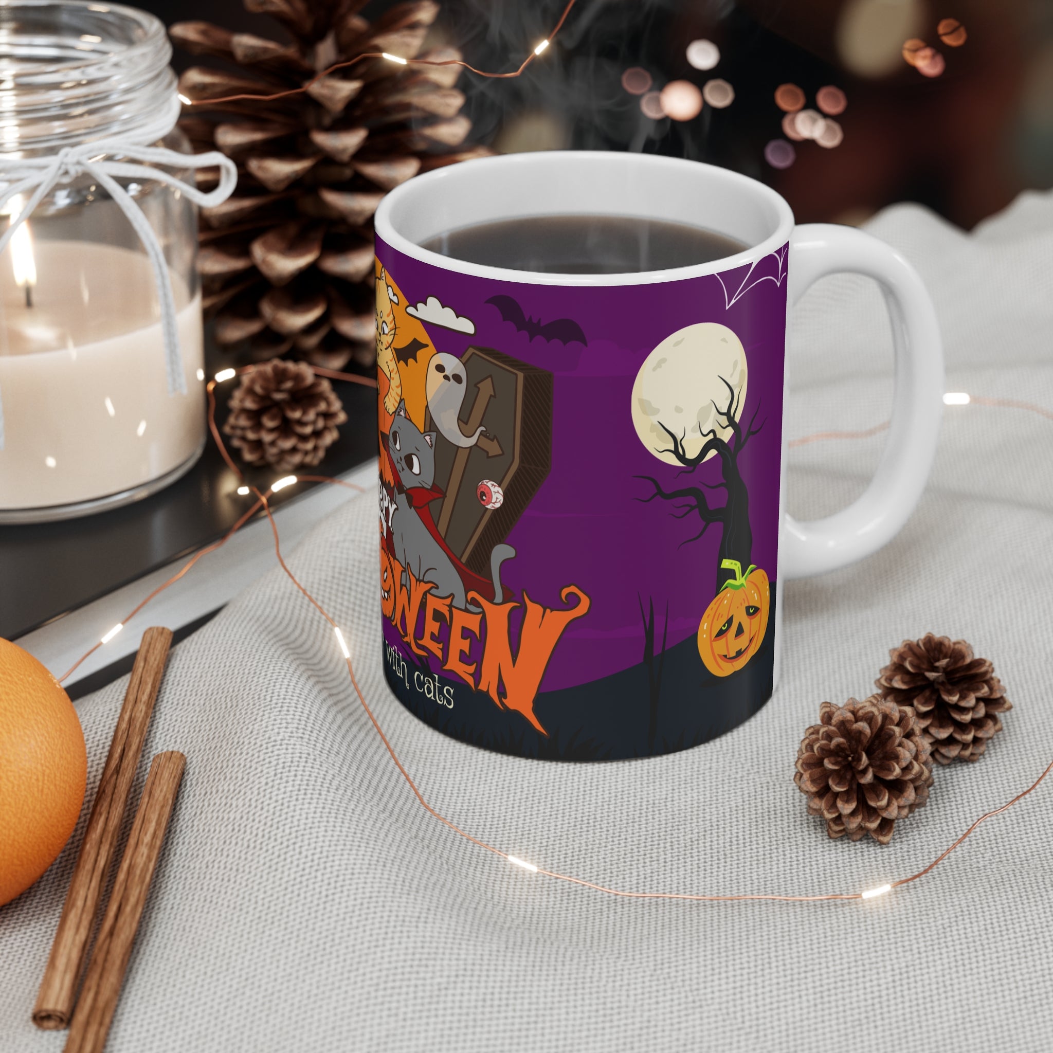 Happy Halloween is Better with Cats | White Mug